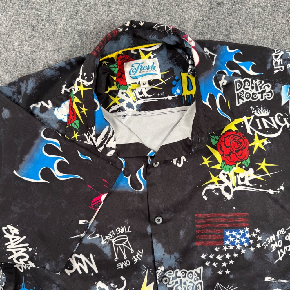 Fresh Prints of Bel Air Shirt Medium Graffiti Print Short Sleeve Button Up Men's